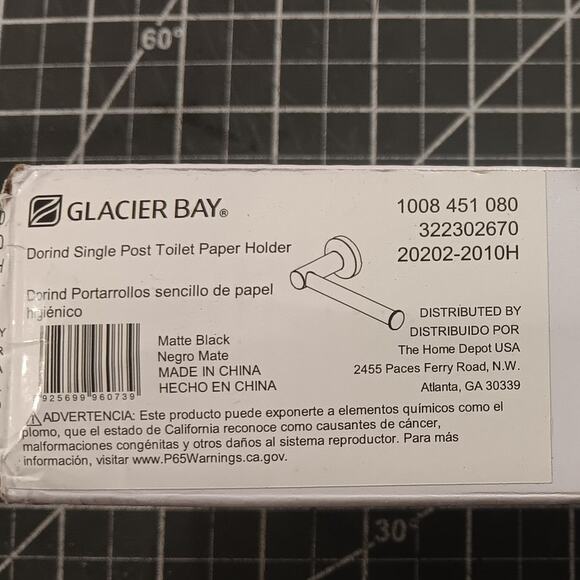 Glacier Bay Dorind Single Post Toilet Paper Holder in Matte Black - Picture 4 of 4